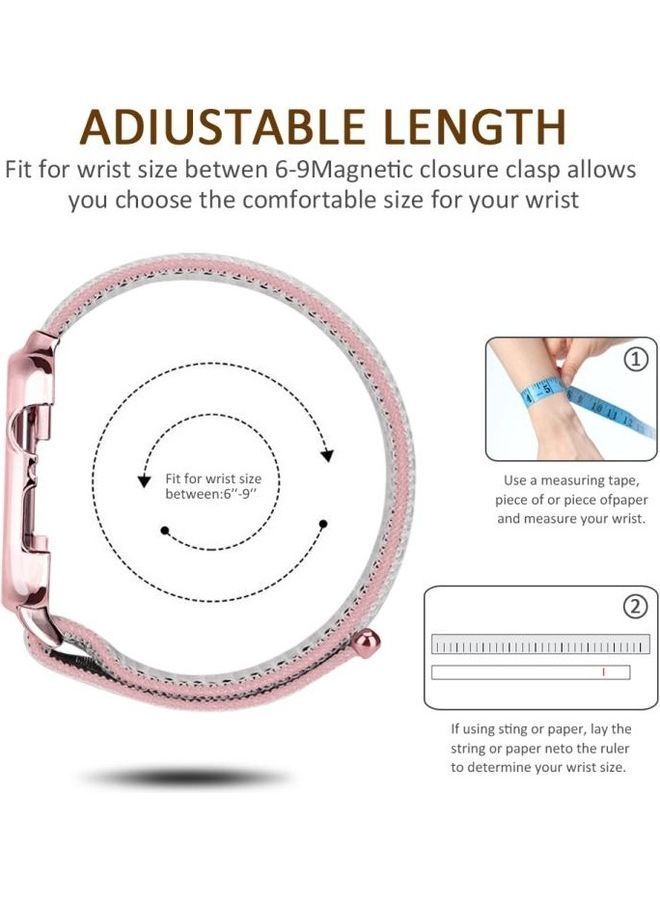NIBEMINENT Simple Fashion Nylon Strap with Frame for Apple Watch Series 5/4 40mm Pink - Image 5
