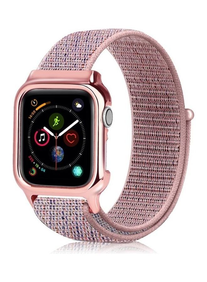 NIBEMINENT Simple Fashion Nylon Strap with Frame for Apple Watch Series 5/4 40mm Pink - Image 1
