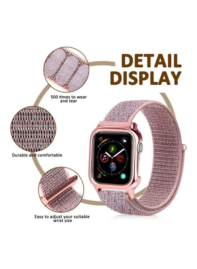 NIBEMINENT Simple Fashion Nylon Strap with Frame for Apple Watch Series 5/4 40mm Pink - Image 4