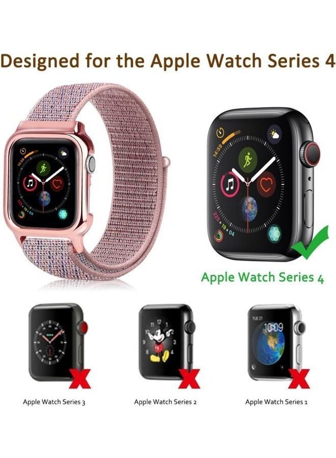 NIBEMINENT Simple Fashion Nylon Strap with Frame for Apple Watch Series 5/4 40mm Pink - Image 3