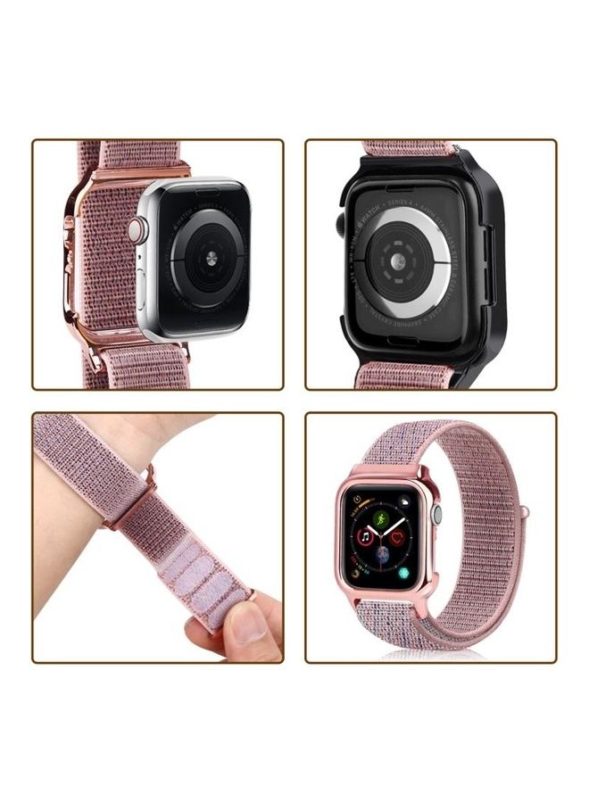 NIBEMINENT Simple Fashion Nylon Strap with Frame for Apple Watch Series 5/4 40mm Pink - Image 2
