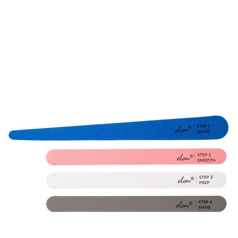 Elon Professional Nail File System â€“ 4 Step Fingernail Files for Manicure - File Set (4 Double-Sided) â€“ Dermatologist Recommended â€“ Rebuild & Restore - Image 1