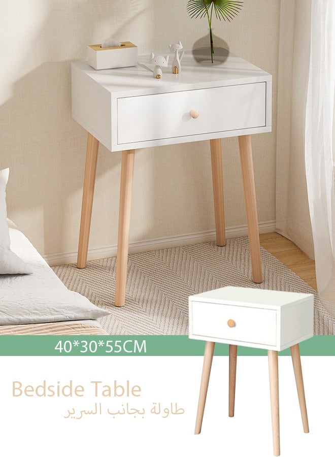 TAPIT Bedside Table Home Bedroom Modern Minimalist Small Cabinet Simple Storage Bedside Table Coffee Table with Drawer for Bedroom Dorm (Single Layer with Single Drawer) - Image 1