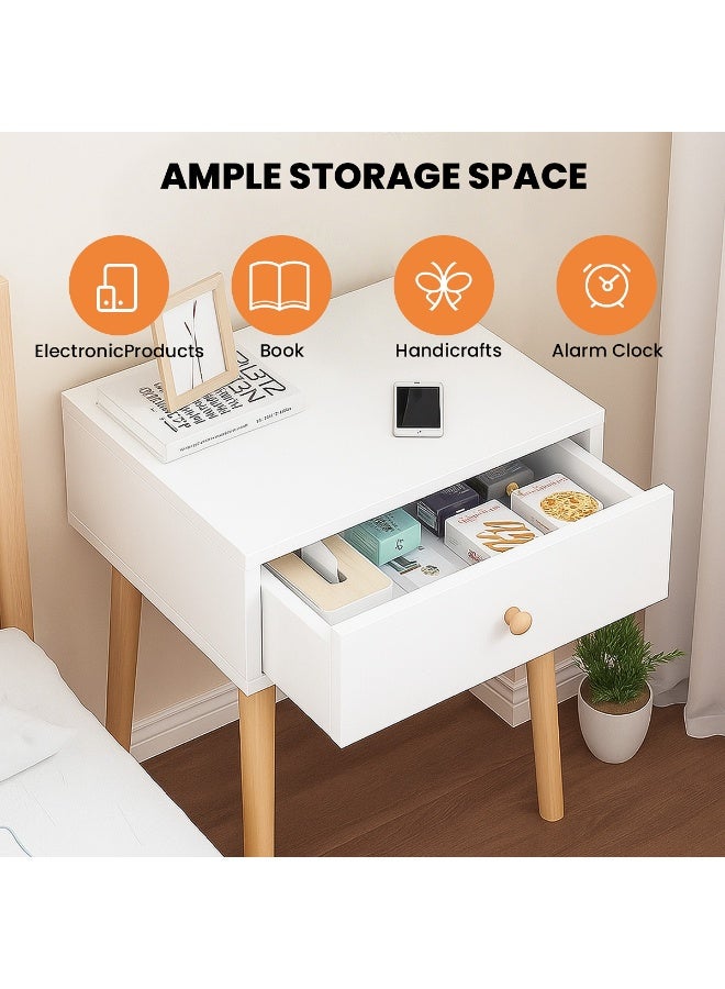 TAPIT Bedside Table Home Bedroom Modern Minimalist Small Cabinet Simple Storage Bedside Table Coffee Table with Drawer for Bedroom Dorm (Single Layer with Single Drawer) - Image 2