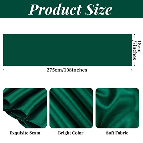 Showgeous 60 PCS Forest Green Satin Chair Sashes Bows Decoration Chair Cover for Wedding Reception, Chair Ribbons Bows for Banquet Party Baby Shower Event Decorations (7 x 108 inch) - Image 2