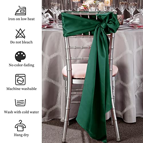 Showgeous 60 PCS Forest Green Satin Chair Sashes Bows Decoration Chair Cover for Wedding Reception, Chair Ribbons Bows for Banquet Party Baby Shower Event Decorations (7 x 108 inch) - Image 3