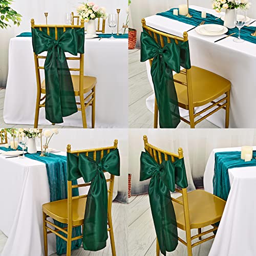 Showgeous 60 PCS Forest Green Satin Chair Sashes Bows Decoration Chair Cover for Wedding Reception, Chair Ribbons Bows for Banquet Party Baby Shower Event Decorations (7 x 108 inch) - Image 5
