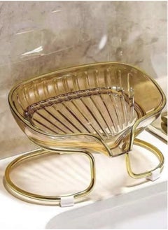 Kutis 1-Piece Leakproof Soap Holder Soap Dish Soap Drain Rack Transparent Brown 14x9x8.5 Centimeter  - Image 3