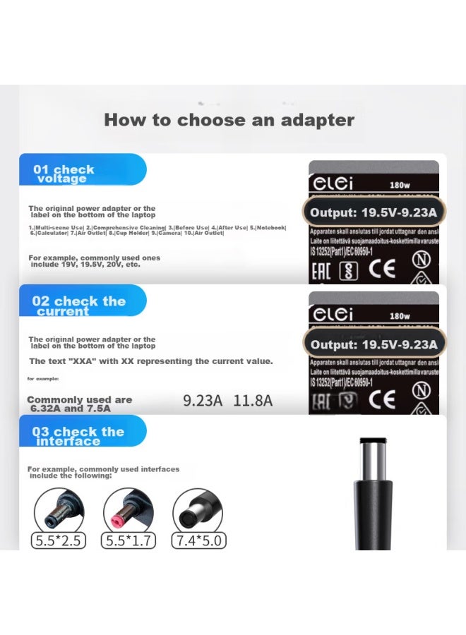 Elei, Thor 911, 19.5v9.23a, Dell, Xiaomi Gaming Laptop Adc180tm, Alienware 180w Laptop Power Adapter, G7 Charger Cable, 7450 - Image 2