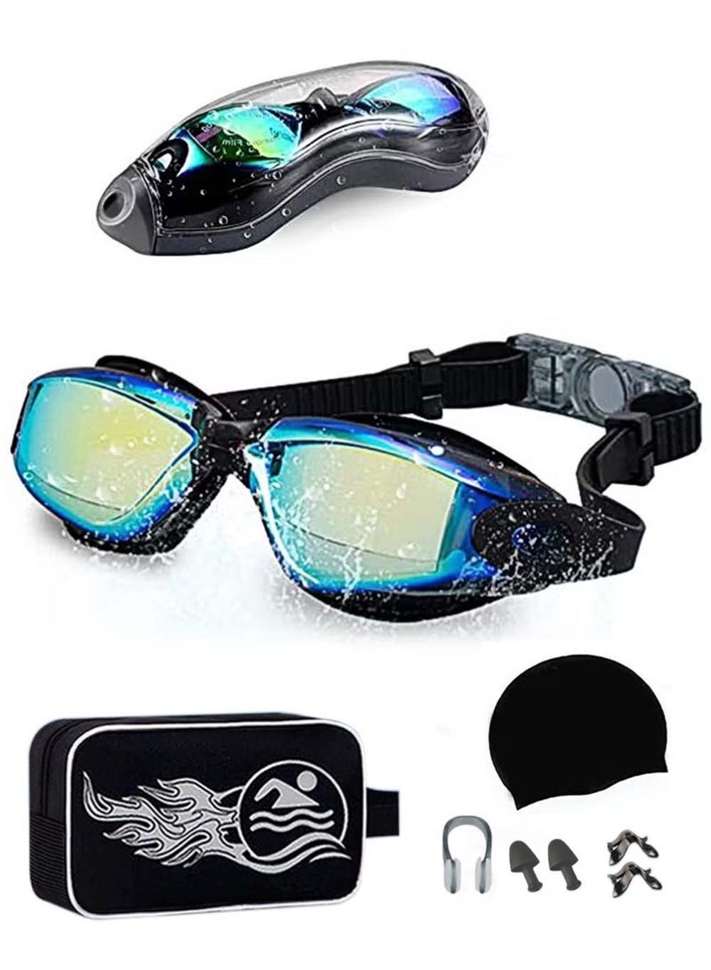 Haoyou 7-in-1 Anti-Fog Swimming Goggles-Goggle Set with Swimming Cap,Earplugs,Nose Clip,Leak-Proof Goggles,Portable Swimming Storage Bag,Waterproof Swimming Goggles that Can Effectively Block Ultraviolet Rays - Suitable for Men - Image 1