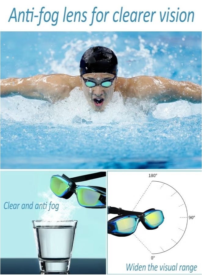 Haoyou 7-in-1 Anti-Fog Swimming Goggles-Goggle Set with Swimming Cap,Earplugs,Nose Clip,Leak-Proof Goggles,Portable Swimming Storage Bag,Waterproof Swimming Goggles that Can Effectively Block Ultraviolet Rays - Suitable for Men - Image 5