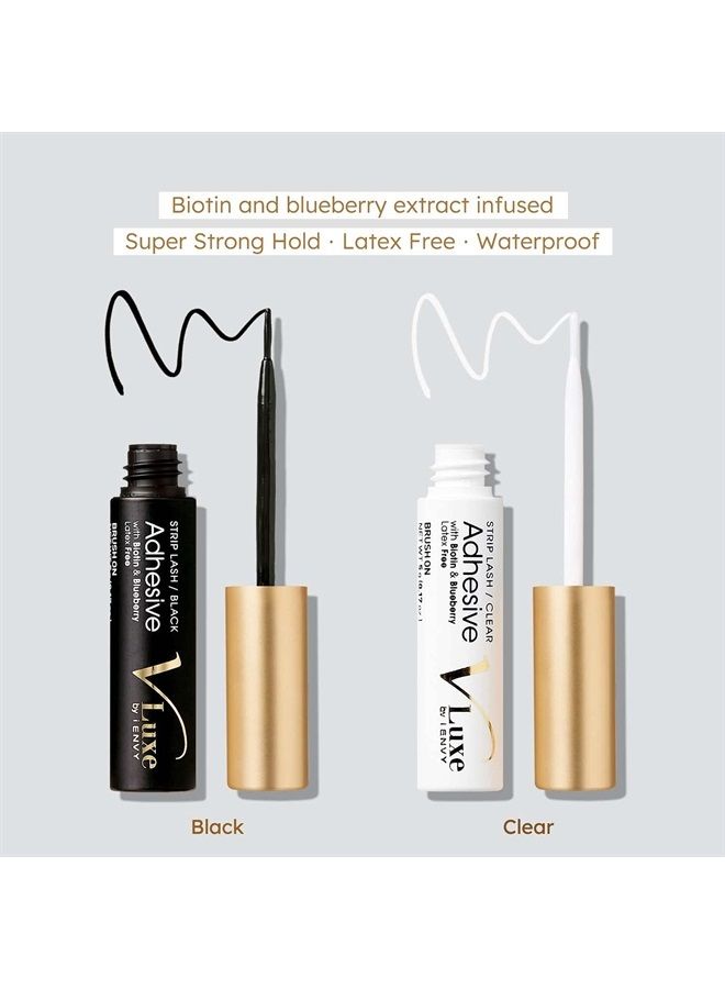 KISS V Luxe by iEnvy Waterproof Strip Lash Adhesive Black, Latex FREE, Biotin Infused
