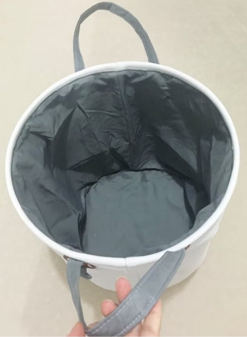 دبليو أيه أو كي أن كرتون الحيوانات تخزين سلة طفل لعبة تخزين سلة غسيل أنيقة مزدوجة طبقة قماش تخزين عرقلة جولة غسيل سلة سميكة كيس منظم ，حقيبة الغسيل المحمولة، قابل للطي نمط الفيل كيس تخزين الغسيل القذرة، متعددة الوظائف المنزلية لعبة تخزين (الأبيض والرمادي، 35 × 40 سم) - Image 2