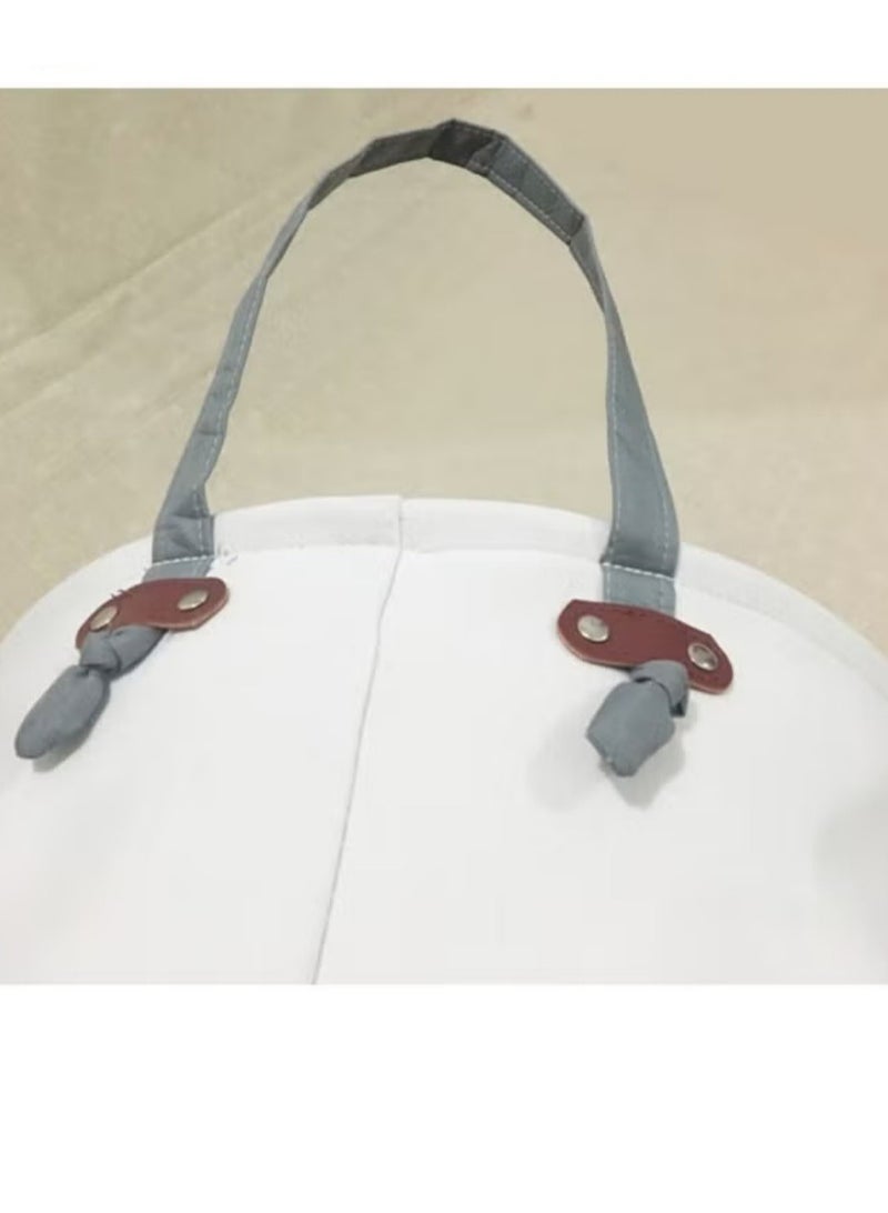 دبليو أيه أو كي أن كرتون الحيوانات تخزين سلة طفل لعبة تخزين سلة غسيل أنيقة مزدوجة طبقة قماش تخزين عرقلة جولة غسيل سلة سميكة كيس منظم ，حقيبة الغسيل المحمولة، قابل للطي نمط الفيل كيس تخزين الغسيل القذرة، متعددة الوظائف المنزلية لعبة تخزين (الأبيض والرمادي، 35 × 40 سم) - Image 3