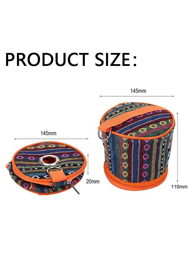 Generic Diamond Stripe Camping Toilet Paper Holder, National Style Foldable Tissue Holder Linen Storage Bag, Outdoor Hiking Camping Tent Roll Paper Hanging Cover (Orange)  - Image 2