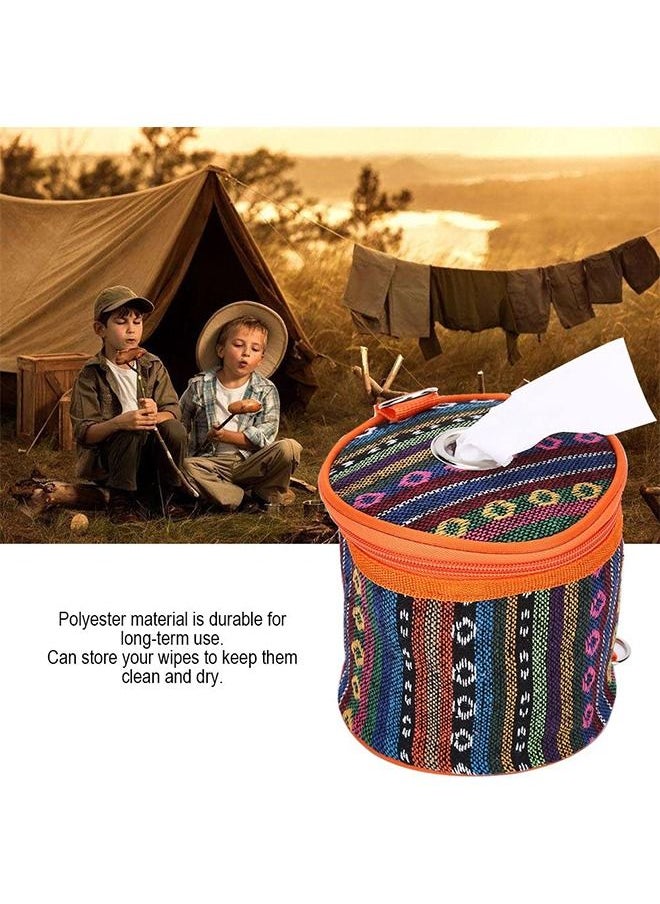 Generic Diamond Stripe Camping Toilet Paper Holder, National Style Foldable Tissue Holder Linen Storage Bag, Outdoor Hiking Camping Tent Roll Paper Hanging Cover (Orange)  - Image 4