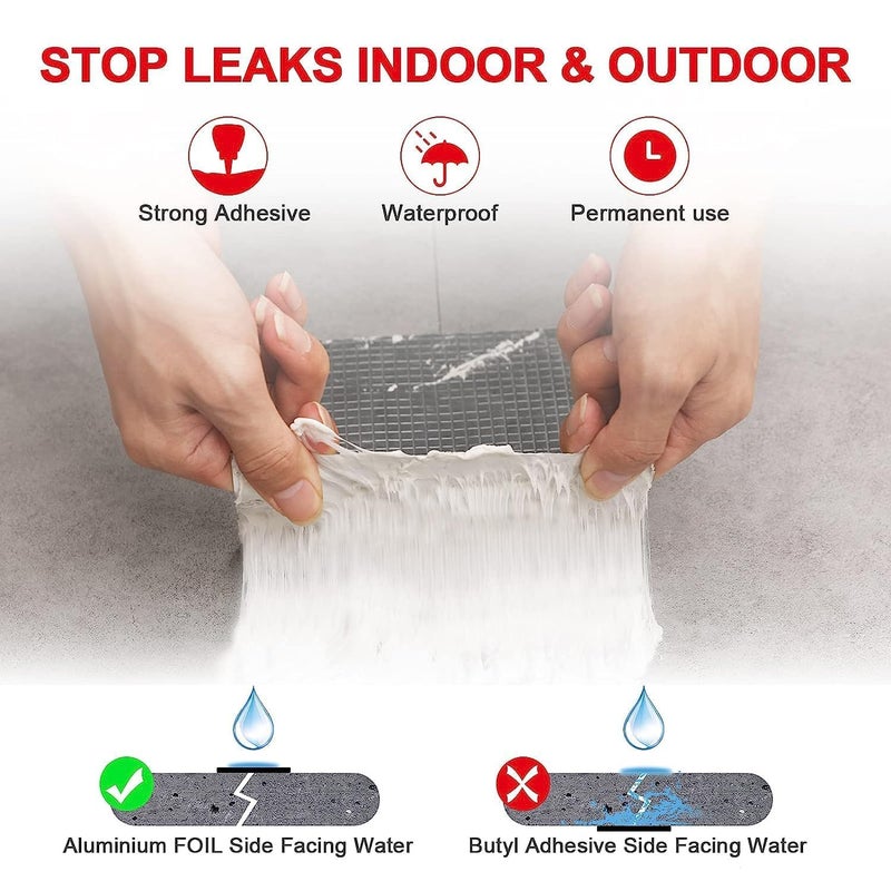 KBZONE Super Strong Adhesive Aluminium Foil Tape Waterproof Permanent Repair Water Leakage Solution Rubber Suitable for Roof Leak, surface Crack,Window Sill Gap,Boat Sealing, Tank Leak (8 INCH 5 METER) - Image 4