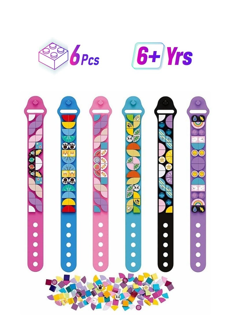 NIBEMINENT Bracelets, Kids Building Blocks Dots DIY Creative Craft Bracelet Making Kit for Kids, Friendship Construction Toys Birthday Girls Boys 6PCS  - Image 1