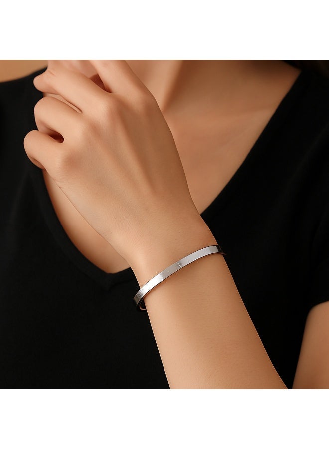 AMETOER Unisex Electroplated Stainless Steel Bracelet - High-Quality Colorfast Jewelry with Glossy Finish, 6mm Width - Image 3