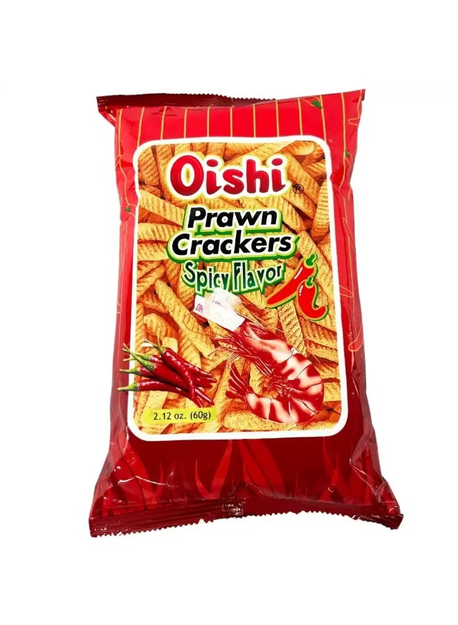 Oishi Spicy Flavor Prawn Crackers Shrimps- 60gms - Image 1