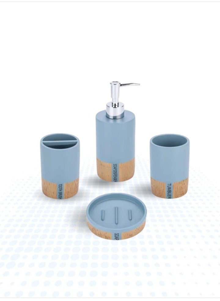 4-piece bathroom accessory set in blue - Image 1