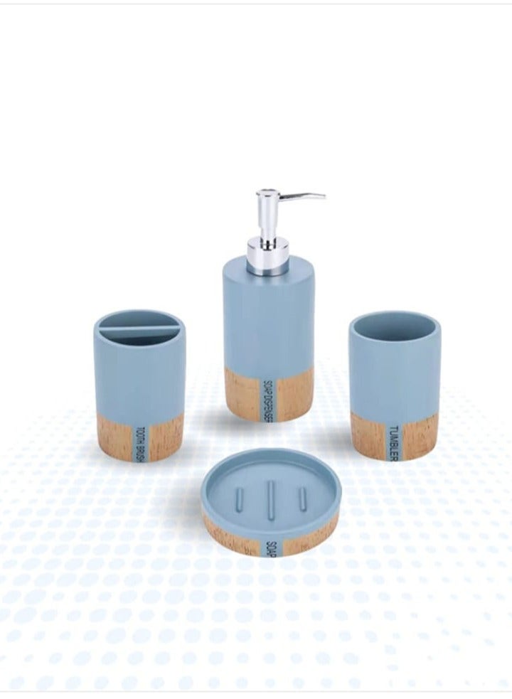 4-piece bathroom accessory set in blue - Image 2