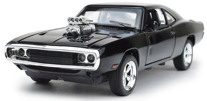 1/32 Dodge Charger Car Model, Fast Furious Metal Model Car, USA Muscle Vehicle Toy, Alloy Diecast Pull Back Toy Vehicle with Light and Music, Supercar Toy Gift for Kids Children, Black - Image 1