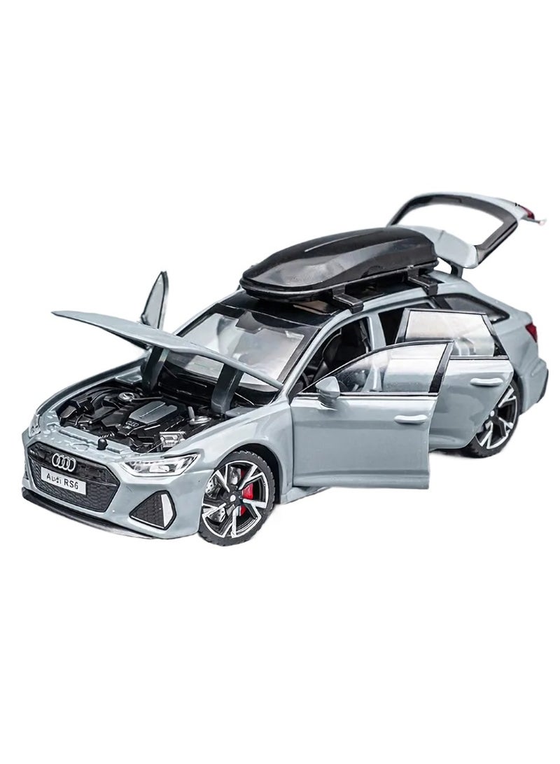 AROAQ RS6 Model Car, 1:32 Realistic Simulation Die Cast Model Car Toy, Collectable Alloy Model Car With Luggage Sound And Lights For Kids Adults, Gift, Decoration, (Grey) - Image 1