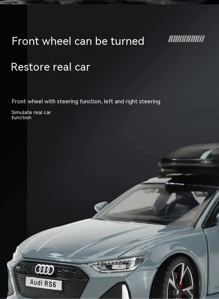 AROAQ RS6 Model Car, 1:32 Realistic Simulation Die Cast Model Car Toy, Collectable Alloy Model Car With Luggage Sound And Lights For Kids Adults, Gift, Decoration, (Grey) - Image 3