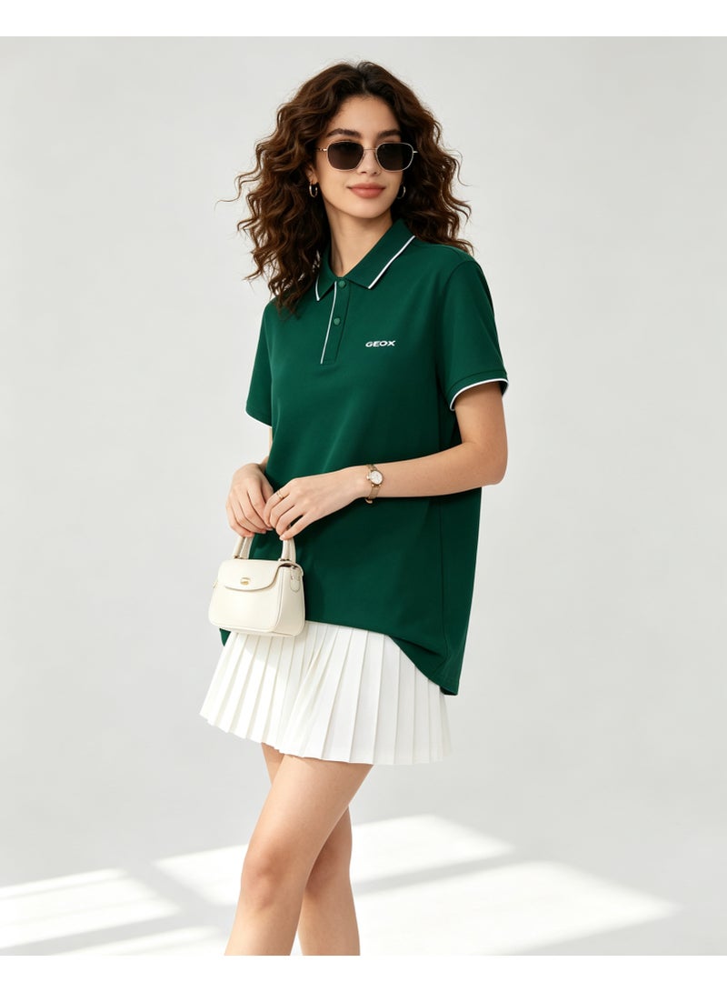 GEOX Men Contrast Trim Short Sleeve Polo Shirt Casual Daily Summer Top Dark Green - Image 5