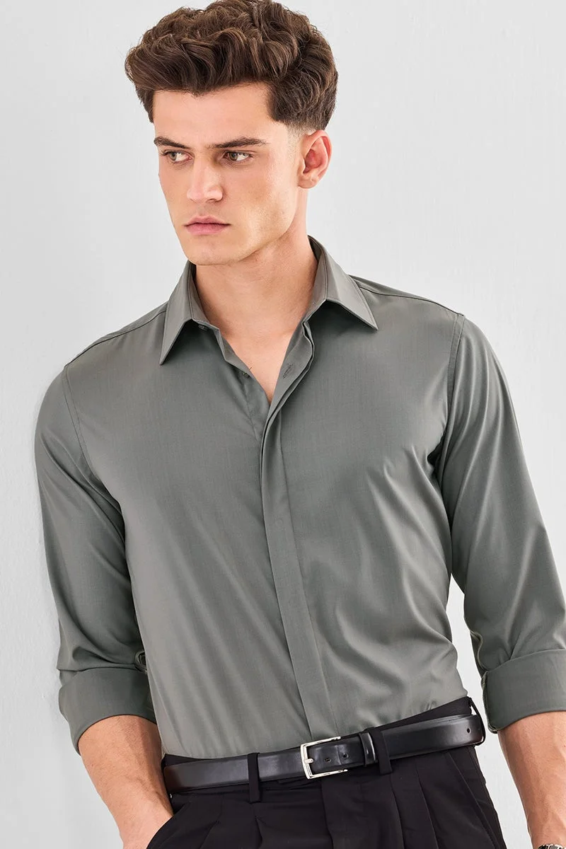 سنيتش قميص فاخر بقصة ضيقة ومرونة عالية