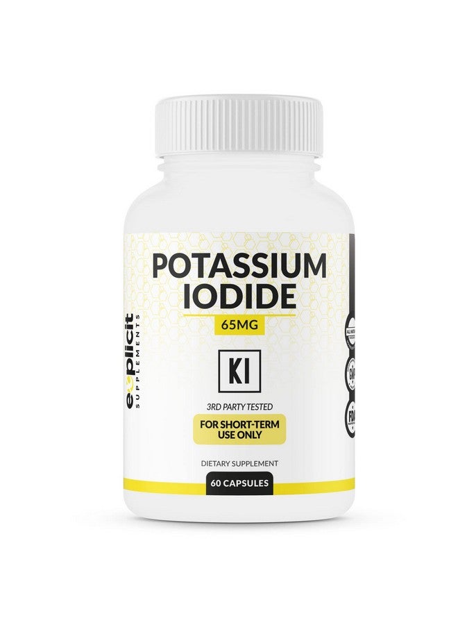 eXplicit Supplements Potassium Iodide 65mg Dose - 60 Servings - Thyroid Support & Defense - Image 1