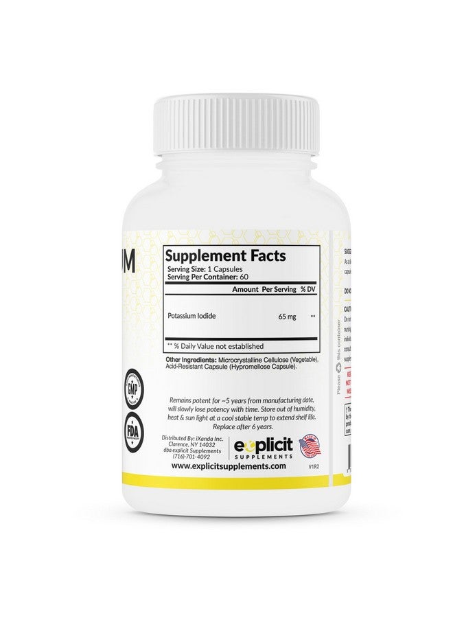 eXplicit Supplements Potassium Iodide 65mg Dose - 60 Servings - Thyroid Support & Defense - Image 3
