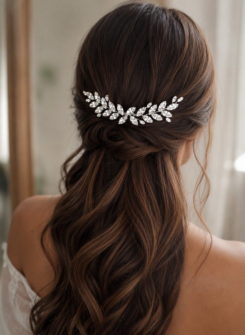 Women’s Crystal Leaf Hair Clip – Elegant Hair Accessory for Special Occasions - Image 1