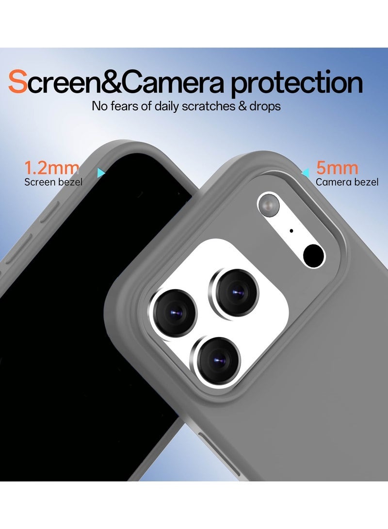 ELTRAZONE Soft Liquid Silicone Case Cover for Apple iPhone 17 Pro 5G (2025) – Shockproof Slim Fit Protective Phone Case with Anti-Scratch Microfiber Lining & Smooth Matte Finish – Grey (MCRPSN) - Image 4