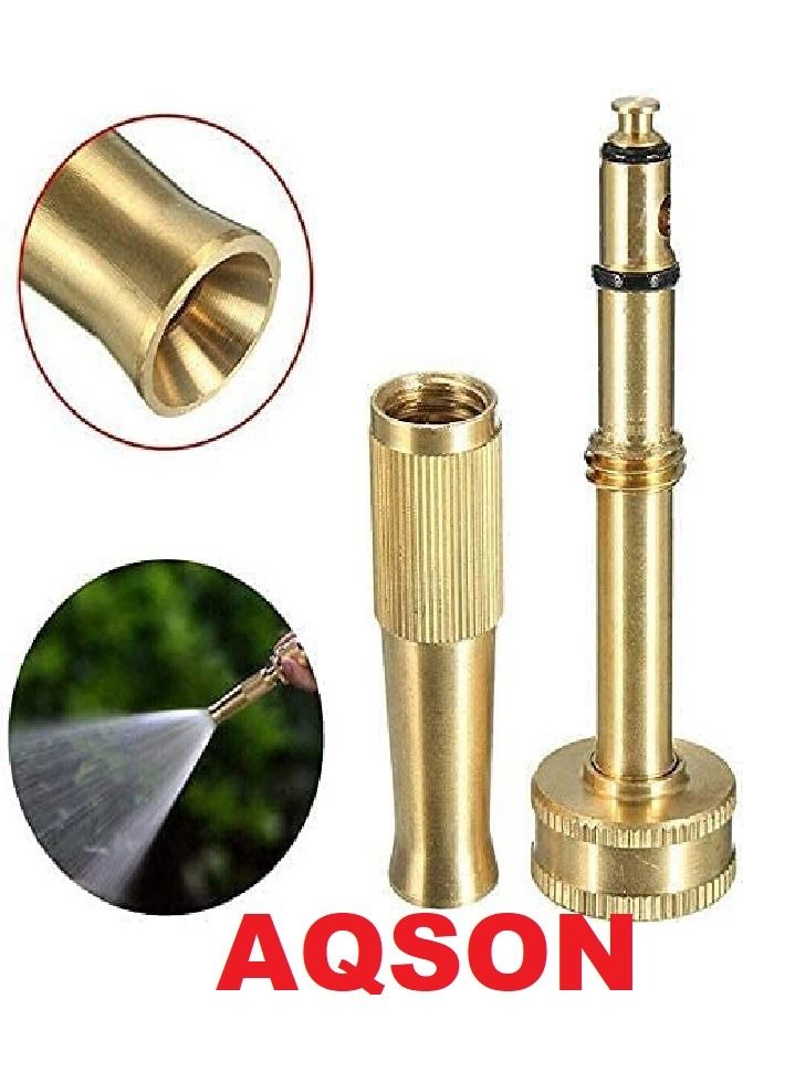AQSON Solid Brass Fitting Hose Nozzle Adjustable for High Pressure Spayer Garden Watering Car Washing,Adjustable Solid Brass High Pressure Brass Hose Jet Sprayer for Plants Lawn Watering - Image 2
