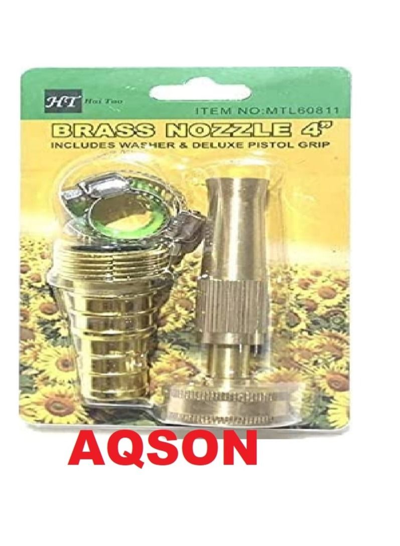AQSON Solid Brass Fitting Hose Nozzle Adjustable for High Pressure Spayer Garden Watering Car Washing,Adjustable Solid Brass High Pressure Brass Hose Jet Sprayer for Plants Lawn Watering - Image 1