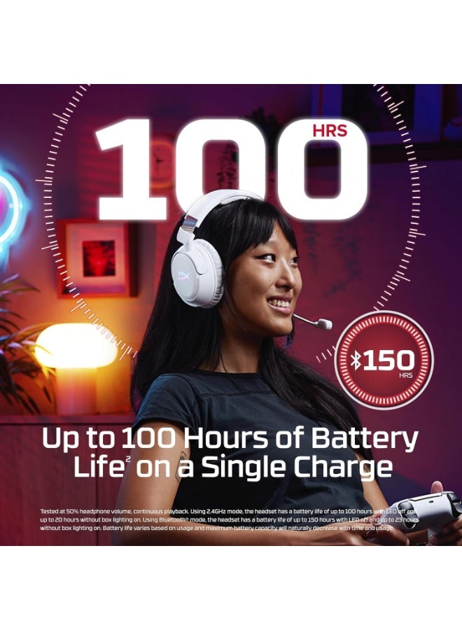 HYPERX Cloud Flight 2 – Wireless Gaming Headset, Customizable RGB Lighting with Removable Earcup Plates, up to 100 Hours of Battery Life, 2.4GHz & Bluetooth, Multi-Platform Compatibility - Black - Image 3
