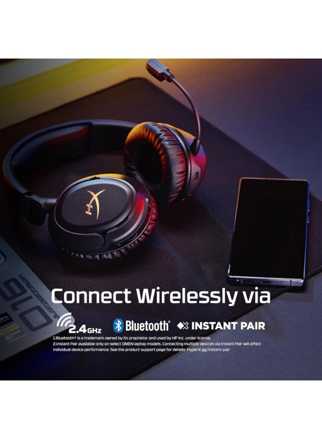 HYPERX Cloud Flight 2 – Wireless Gaming Headset, Customizable RGB Lighting with Removable Earcup Plates, up to 100 Hours of Battery Life, 2.4GHz & Bluetooth, Multi-Platform Compatibility - Black - Image 4