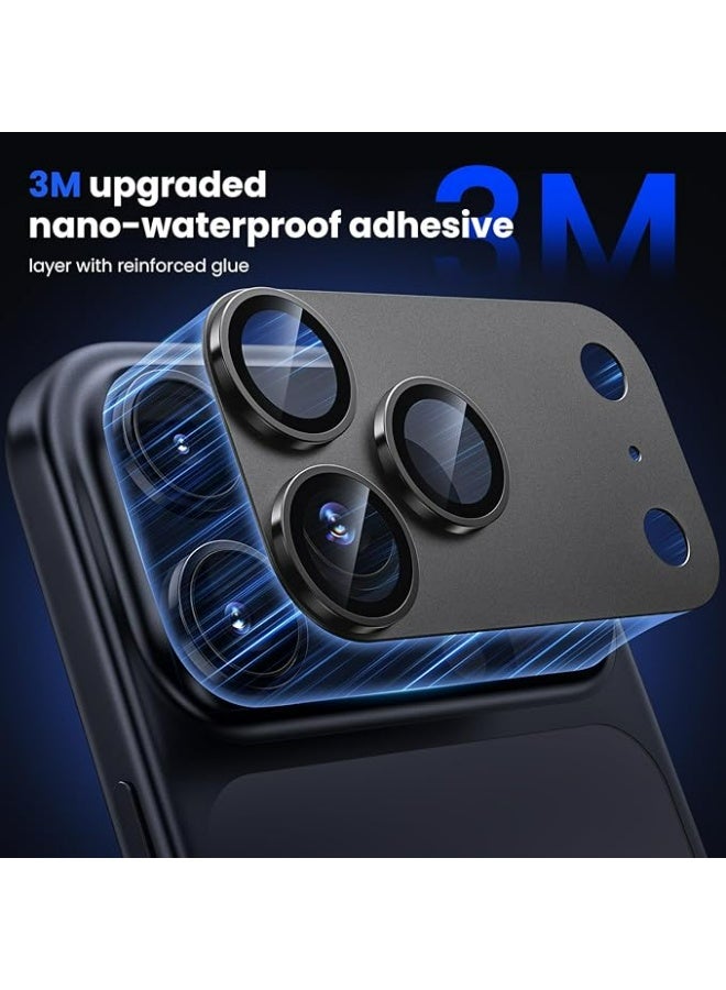 WSKEN for iPhone 17 Pro Max Camera Lens Protector, [Military Grade Shatterproof] [Strong Adhesion] Metal Aluminum Alloy Tempered Glass Camera Screen Protector, Black - Image 1