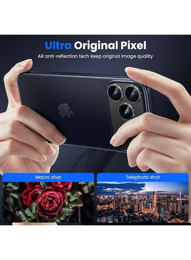 WSKEN for iPhone 17 Pro Max Camera Lens Protector, [Military Grade Shatterproof] [Strong Adhesion] Metal Aluminum Alloy Tempered Glass Camera Screen Protector, Black - Image 2