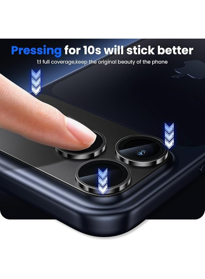 WSKEN for iPhone 17 Pro Max Camera Lens Protector, [Military Grade Shatterproof] [Strong Adhesion] Metal Aluminum Alloy Tempered Glass Camera Screen Protector, Black - Image 5