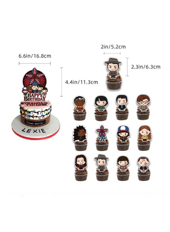 XiuWoo Stranger Things Theme Birthday Party Decorations Kit - Banner, Cake Toppers, Balloons & Backdrop for Party (31 Pcs) - Image 3