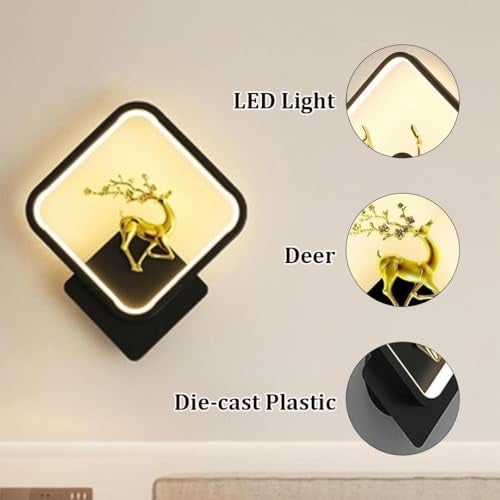 blissbells Metal LED Stag Wall Lamp (Rein Deer Square), Black - Image 5