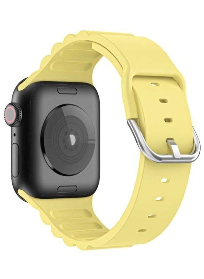 NIBEMINENT Watch Strap For Apple Series 7 45mm/6 & SE 5 4 44mm/3 2 1 42mm Yellow - Image 3