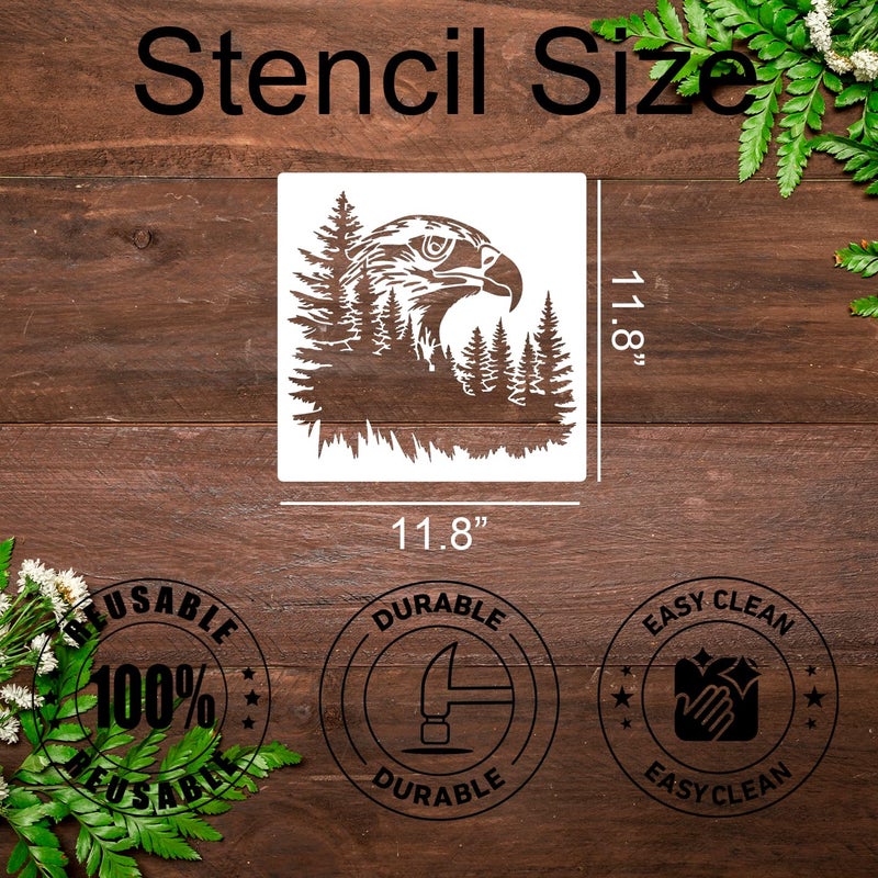 zosylley Animal Wood Burning Stencils for Painting 12â€ Eagle Stencil Wildlife Stencils for Crafts T-Shirt Fabric Wood DIY Decor - Image 2