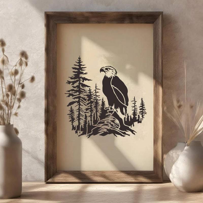zosylley Animal Wood Burning Stencils for Painting 12â€ Eagle Stencil Wildlife Stencils for Crafts T-Shirt Fabric Wood DIY Decor - Image 3