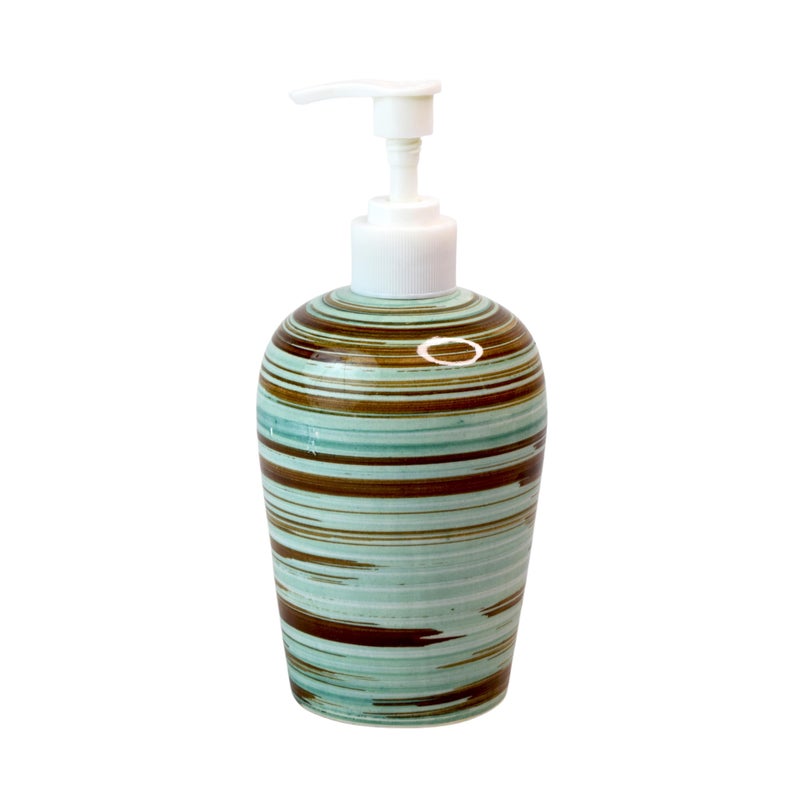 Kaolinite Ceramic Bathroom Accessories Set for Utility and Bathroom Decor | Liquid Soap Dispenser, soap Tray, Toothbrush Holder (Elegant Bathroom Set) (Green and Brown) - Image 5