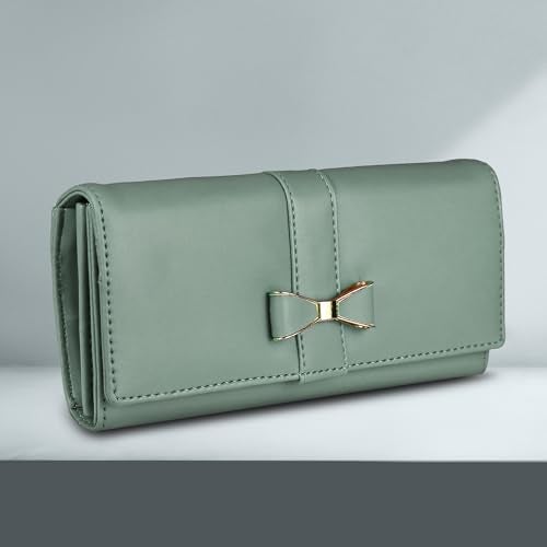 ALSU Women's Hand Wallet Purse Clutch | Phone Pocket| Coin Pocket| Credit Card Slots| Zipper Pocket| Office use| Casual use| Faux Leather (Light Green) - Image 4