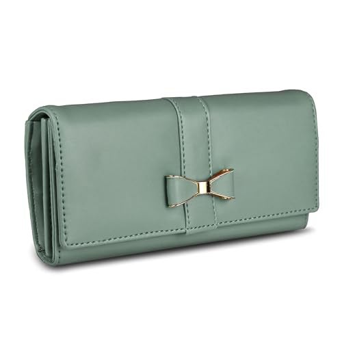 ALSU Women's Hand Wallet Purse Clutch | Phone Pocket| Coin Pocket| Credit Card Slots| Zipper Pocket| Office use| Casual use| Faux Leather (Light Green) - Image 1